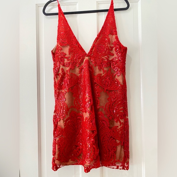 Free People Red Sequin Night Shimmers Mini Dress - Picture 14 of 17